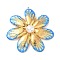304 Stainless Steel Enamel Big Pendants, with ABS Plastic Pearl, Flower Shape Charms, Real 18K Gold Plated, PVD Vacuum Plating, Sky Blue, 61x60x11mm, Hole: 1.8mm