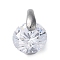 304 Stainless Steel Rhinestone Charms, Flat Round, Stainless Steel Color, 12x7x5.5mm, Hole: 2mm