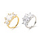 Clear Cubic Zirconia Rectangle Adjustable Ring, Brass Jewelry for Women, Mixed Color, US Size 7(17.3mm)
