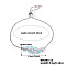 Brass Micro Pave Cubic Zirconia Box Chain Slider Bracelets, Leaf Charm Bracelets for Women, Platinum, Blue, 9-1/4 inch(23.6cm)
