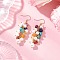 304 Stainless Steel Chip Dangle Earrings, with Brass Ball Head Pins & Shell Pearl Bead & Natural Green Aventurine & Natural Red Jasper & Natural Red Aventurine & Natural Lapis Lazuli & Synthetic Turquoise & Natural Citrine, Golden, Colorful, 58mm