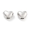 Brass Beads, Cadmium Free & Nickel Free & Lead Free, Heart, Platinum, 4x5.5x4mm, Hole: 1.6mm
