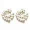Rack Plating Alloy Pendants, with Imitation Pearl White ABS Plastic Beads, Cadmium Free & Lead Free, Flower, Light Gold, 27x25.5x5.5mm, Hole: 1.8mm