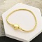 Brass  Micro Pave Cubic Zirconia Link Bracelets, Jewely for Women, Heart, Real 18K Gold Plated, 7-1/8 inch(18cm)
