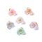 6Pcs Resin Imitation Pearl Charms, Flower, with Golden Brass Ball Head Pins, Mixed Color, 5.5x6x5.5mm, Hole: 1.5mm