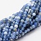 Faceted Natural Agate Round Beads Strands, Dyed, Cornflower Blue, 4mm, Hole: 1mm, about 68pcs/strand, 14.5 inch