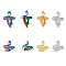16Pcs 8 Styles Alloy Peacock Cuff Ring Settings for Rhinestone, Knitting Loop Crochet Loop, Yarn Guide Finger Holder, Mixed Color, US Size 6 1/2~US Size 6 3/4(16.9~17.1mm), 2pcs/style