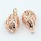 Brass Hollow Pendants, teardrop, Rose Gold, 20x11.5x9.5mm, Hole: 2mm