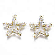 Подвески из прозрачного фианита с инкрустацией из латуни ZIRC-S069-027G