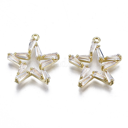 Подвески из прозрачного фианита с инкрустацией из латуни ZIRC-S069-027G-1