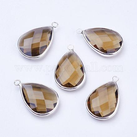 Серебряные плакированные медью стеклянные стеклянные подвески GLAA-M006-A-08S-1