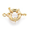 Brass Spring Clasps, Nickel Free, Real 18K Gold Plated, 13x2mm