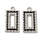 Alloy with Rhinestone Pendants, with Enamel, Rectangle Charms, Platinum, 22.5x12x2mm, Hole: 1.6mm