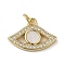 Brass Micro Pave Cubic Zirconia Pendants, Cadmium Free & Lead Free, with Shell, Eye, Real 18K Gold Plated, 12.5x18x3mm, Hole: 3.4mm