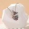Alloy Colorful Rhinestone Pendant Necklaces for Kid, Platinum, Fox, 19.69 inch(50cm)