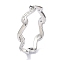 304 Stainless Steel Finger Rings, with Crystal Rhinestone, Wave, Stainless Steel Color, US Size 6~9(16.5~18.9mm)