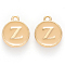 Golden Plated Alloy Enamel Charms, Cadmium Free & Lead Free, Enamelled Sequins, Flat Round with Letter, Wheat, Letter.Z, 14x12x2mm, Hole: 1.5mm