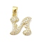 Brass Micro Pave Cubic Zirconia Pendants, Letter, Real 18K Gold Plated, Letter N, 18.5x17x3mm, Hole: 4.8x2.9mm