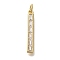 Rack Plating Brass Micro Pave Cubic Zirconia Pendants, Cadmium Free & Lead Free, Long-Lasting Plated, Rectangle, Real 18K Gold Plated, 23x3x2mm, Hole: 3mm