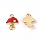 Zinc Alloy Enamel Pendants, Light Gold, Mushroom, Red, 17x11x2.5mm, Hole: 1.8mm