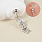 304 Stainless Steel Belly Rings, with Micro Pave Cubic Zirconia, Butterfly, Stainless Steel Color, Clear, Pin: 10x1.6mm