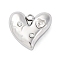 304 Stainless Steel Rhinestone Pendants, Heart Charms, Stainless Steel Color, 13x13.5x5mm, Hole: 1.5mm