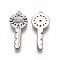 Key Brass Micro Pave Clear Cubic Zirconia Pendants, Nickel Free, Real Platinum Plated, 30.5x13x2mm, Hole: 1.2mm