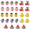 28Pcs Transparent PVC Plastic Cabochons, with Sequin, Strawberry & Grapes & Banana, Colorful, 35x28mm