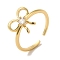 Brass Cubic Zirconia Solitaire Rings, Cadmium Free & Lead Free, Bowknot, Real 18K Gold Plated, Inner Diameter: 18mm