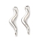 Brass Connector Charms, Cadmium Free & Nickel Free & Lead Free, Wave Shape Links, Platinum, 16x4.5x2.5mm, Hole: 1.2mm