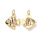 Brass Cubic Zirconia Pendants, Cadmium Free & Lead Free, with Jump Ring, Butterflyfish Charms, Real 18K Gold Plated, 16x14x3.5mm, Hole: 3.4mm