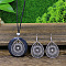 Ethnic Style Alloy & Wood Pendant Necklaces & Dangle Earrings Sets, Antique Silver, Teardrop, 62x34mm
