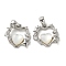 Brass Micro Pave Cubic Zirconia Pendents, with Shell, Heart Charms, Cadmium Free & Nickel Free & Lead Free, Platinum, 13.5x14.5x3mm, Hole: 4x2mm