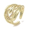 Brass Micro Pave Cubic Zirconia Open Cuff Ring, Cadmium Free & Lead Free, Real 16K Gold Plated, Inner Diameter: 18mm