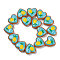 Handmade Heart Lampwork Beads Strands, Pineapple, Turquoise, 24x24x11mm, Hole: 1.4mm, about 15pcs/strand, 14.17''(36cm)