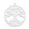 Non-Tarnish 201 Stainless Steel Pendants, Laser Cut, Flat Round with Tree of Life, Stainless Steel Color, 27x25x1mm, Hole: 1.6mm