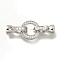 Brass Micro Pave Clear Cubic Zirconia Fold Over Clasps, Cadmium Free & Nickel Free & Lead Free, Ring, Platinum, 29mm