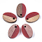 Resin & Walnut Wood Pendants, Oval, FireBrick, 15.5x10.5x3~3.5mm, Hole: 1.8mm