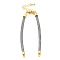 Brass Mesh Chain Link Bracelet Making, with Rhinestone & Lobster Claw Clasp, Fits for Connector Charms, Gray, 4-5/8~6-5/8 inch(16.6~16.9cm), Hole: 2mm