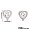 Fashionable Brass Clear Cubic Zirconia Heart Hoop Earrings, Silver, 13x12mm