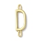 Rack Plating Brass Connector Charms, for Personalized Name Necklace Making, Cadmium Free & Lead Free, Long-Lasting Plated, Real 18K Gold Plated, Letter D, 22.5x7x1.5mm, Hole: 3x0.8mm