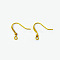 Brass French Earring Hooks with Beads, Flat Earring Hooks, with Horizontal Loop, Nickel Free, Golden, 15mm, Hole: 2mm, Pin: 0.7mm