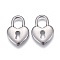 Non-Tarnish 304 Stainless Steel Pendants, Heart Lock, Stainless Steel Color, 16.5x11.5x2mm, Hole: 4x6mm