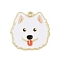 Alloy Enamel Pendants, Dog Charm, Golden, White, 26x26x1.5mm, Hole: 1.6mm