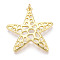 Brass Pendants, Cadmium Free & Lead Free, Star, with Jump Ring, Real 18K Gold Plated, 40x37x5mm, Hole: 3.5mm