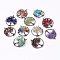 Natural & Synthetic Mixed Stone Pendants, with Brass Findings, Red Copper, Flat Round with Tree of Life, 29x5~7mm, Hole: 4.5mm