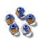 Handmade Lampwork Beads, with Gold & Silver Foil, Oval, Royal Blue, 11.5~12x11~11.5mm, Hole: 1.8~2mm