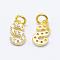 Brass Micro Pave Grade AAA Cubic Zirconia Charms, Letter S, Cadmium Free & Nickel Free & Lead Free, Real 18K Gold Plated, 9x5x1.5mm, Hole: 2mm