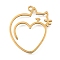 304 Stainless Steel Pendants, Laser Cut, Heart with Cat Charm, Golden, 27x23.5x1mm, Hole: 1.6mm