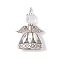 Glass Pendants, with Tibetan Style Alloy Pendants, Angel, Antique Silver, 32.5x22x12mm, Hole: 2.5mm